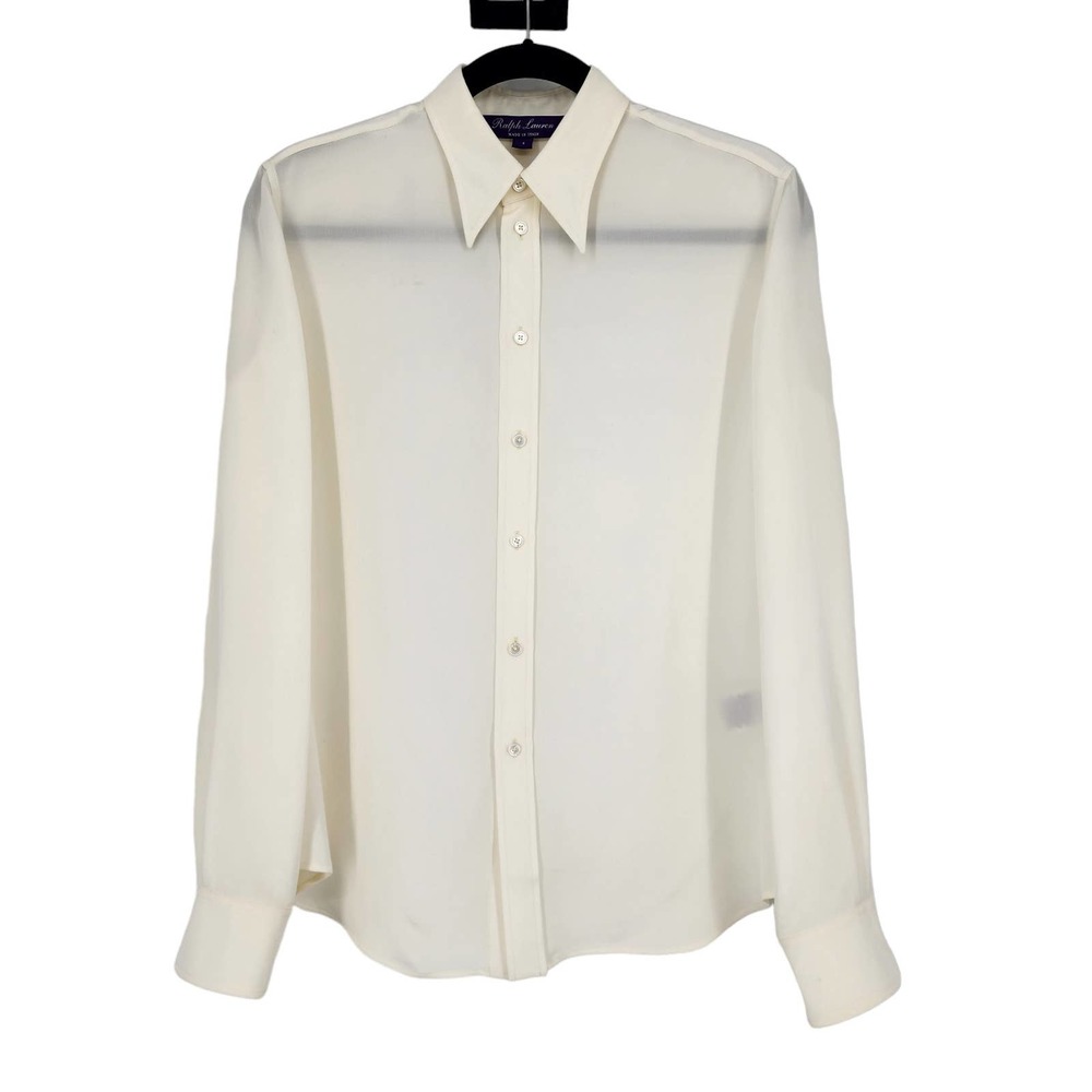 Ralph Lauren Cream Silk Button-Down Blouse
